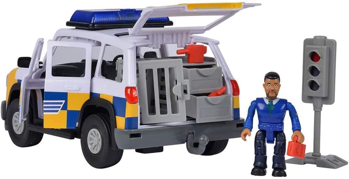 Simba Feuerwehrmann Sam Polizeiauto 4x4 mit Malcom Figur