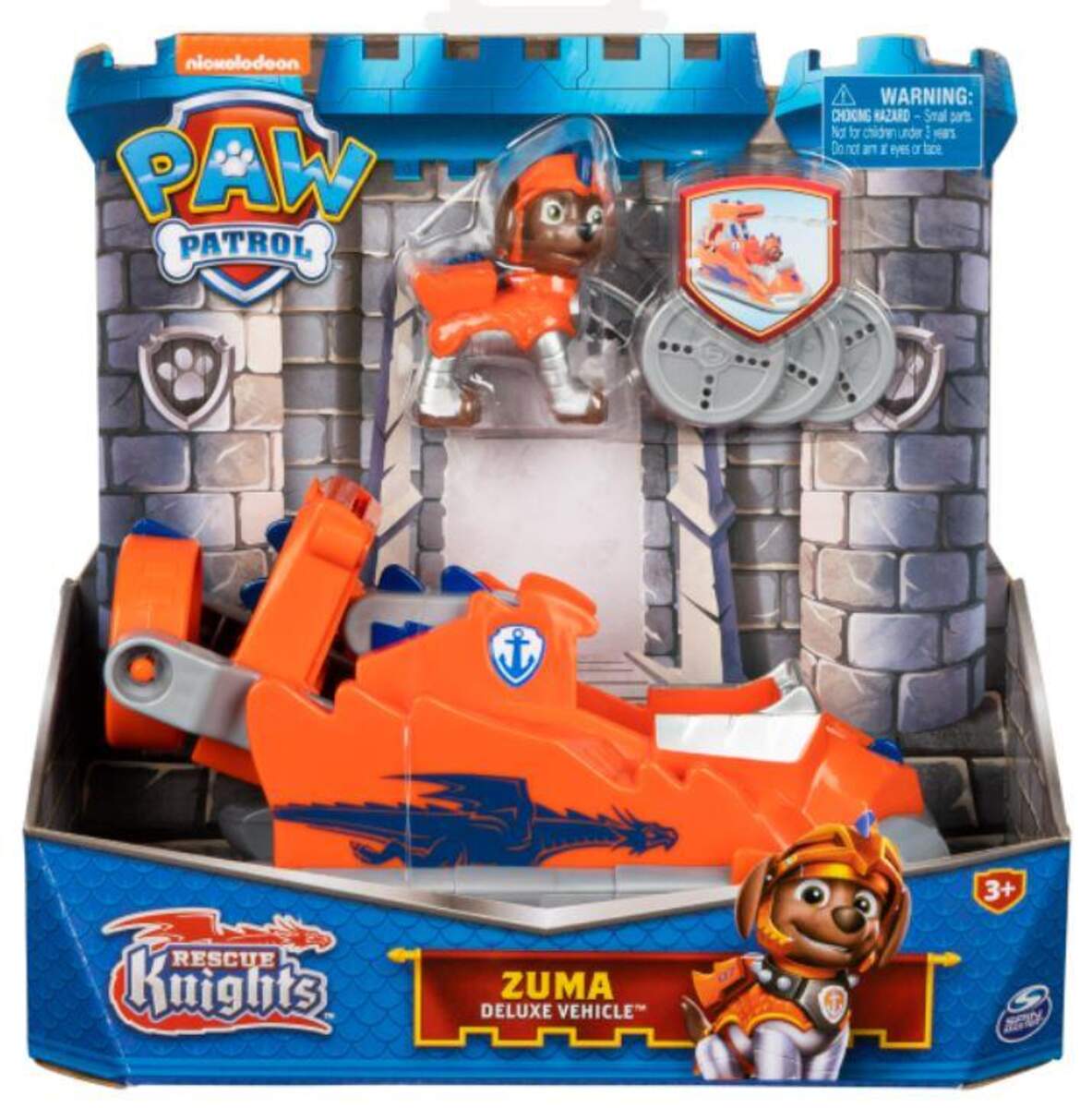 Spin Master Paw Patrol Rescue Knights Zuma Verwandelbares Spielzeugauto mit Actionfigur