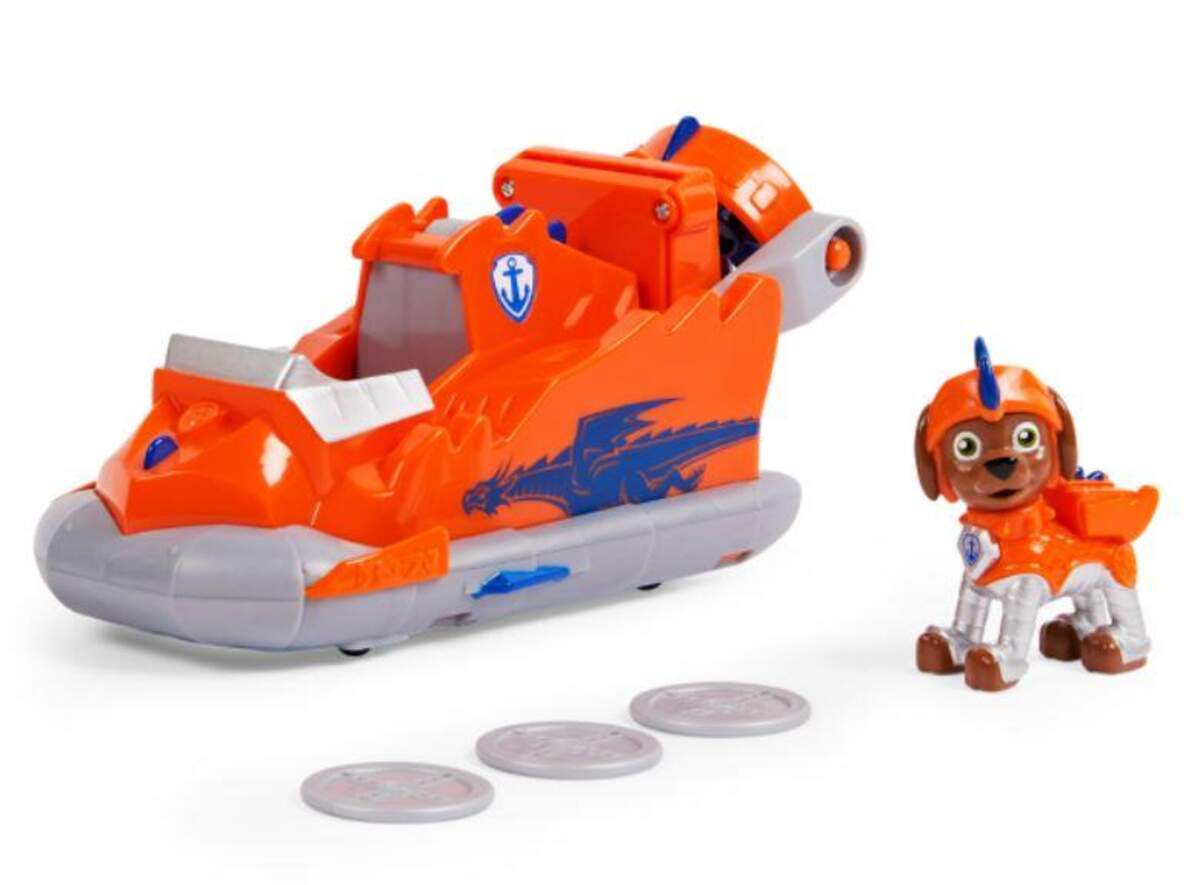 Spin Master Paw Patrol Rescue Knights Zuma Verwandelbares Spielzeugauto mit Actionfigur