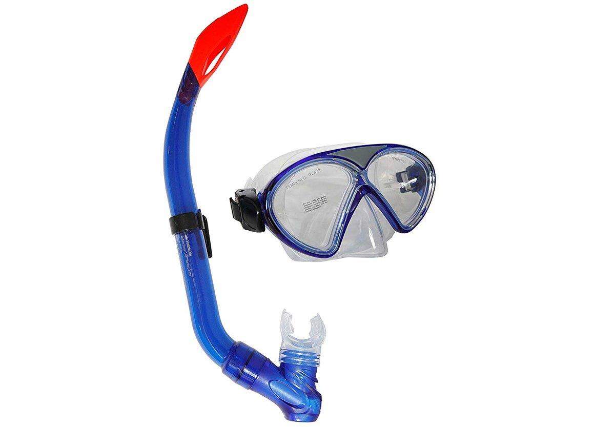Splash & Fun Tauchermaske mit Schnorchel, blau