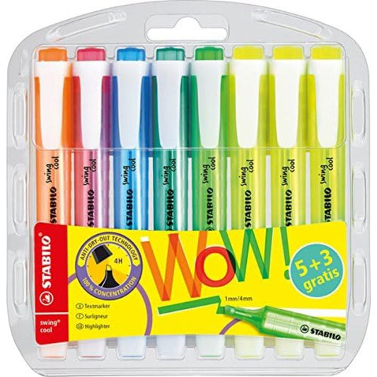 Textmarker - STABILO swing Cool 5 + 3, 8-teilig
