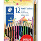 STAEDTLER® Farbstifte Noris Club 12 Stück inklusive Radierer und Bleistift