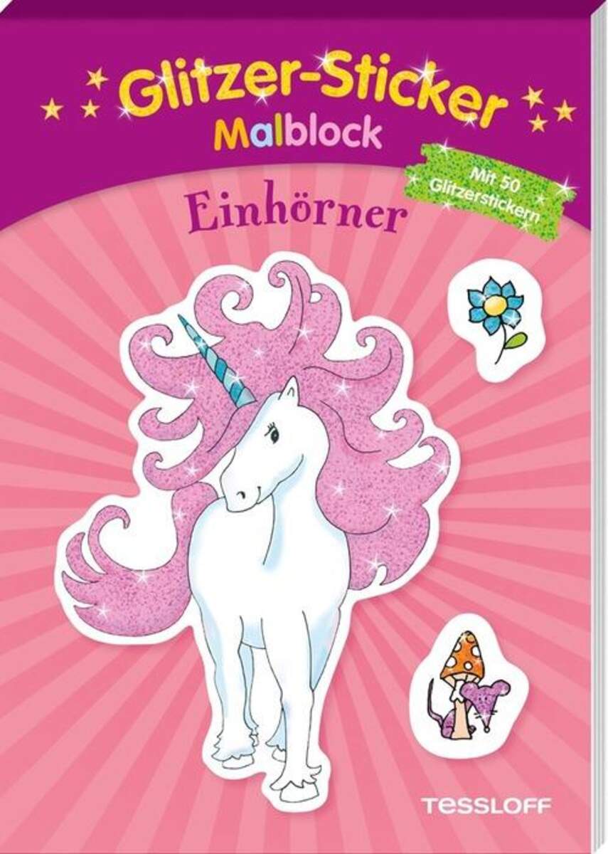 Tessloff Glitzer-Sticker Malblock Einhörner
