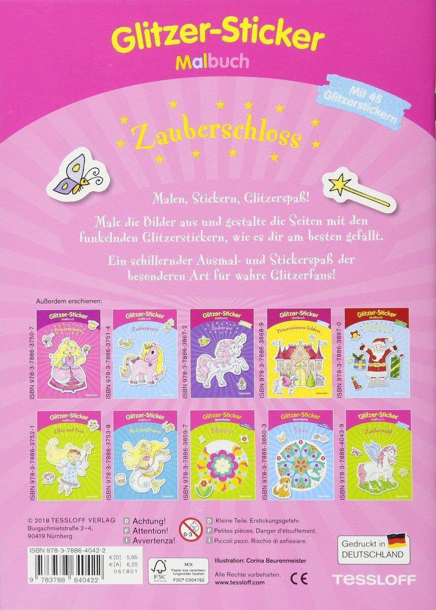 Tessloff Glitzer-Sticker-Malbuch: Zauberschloss - mit 45 Glitzerstickern