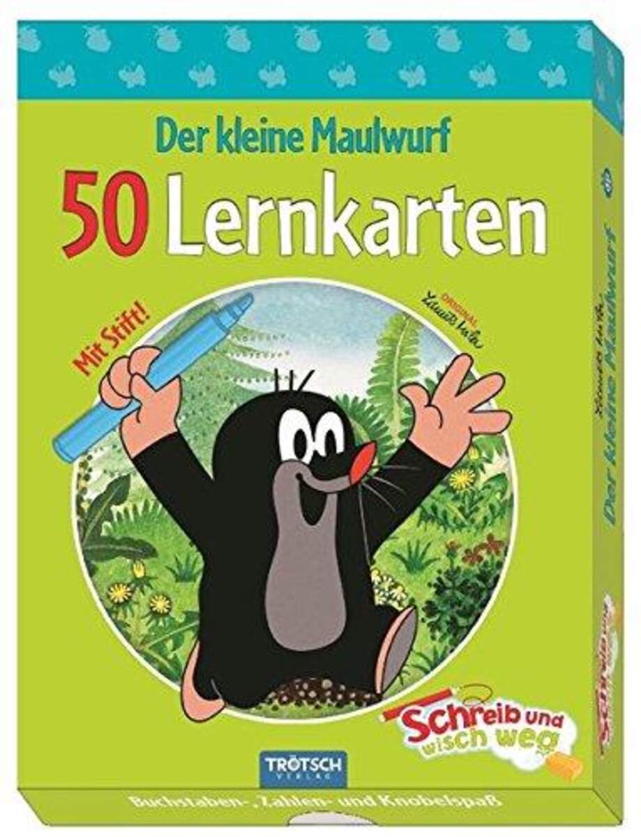Trötsch Der kleine Maulwurf - 50 Lernkarten Schreib und wisch weg in Box