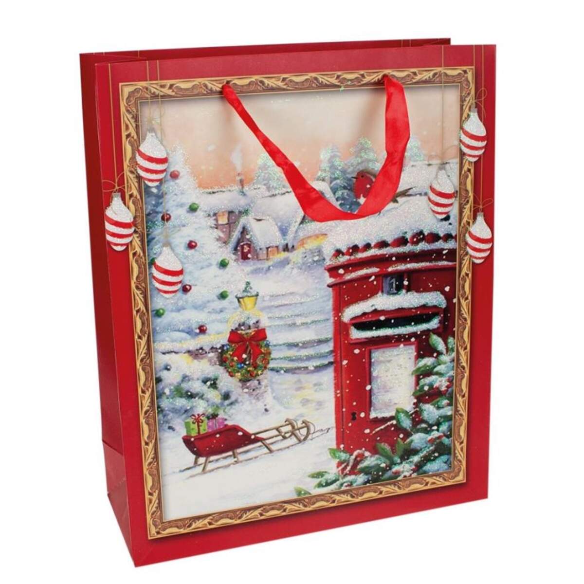 Trötsch Geschenktasche Weihnachts-Glitzer, 24 x 18 x 8 cm, 1 Stück, sortiert