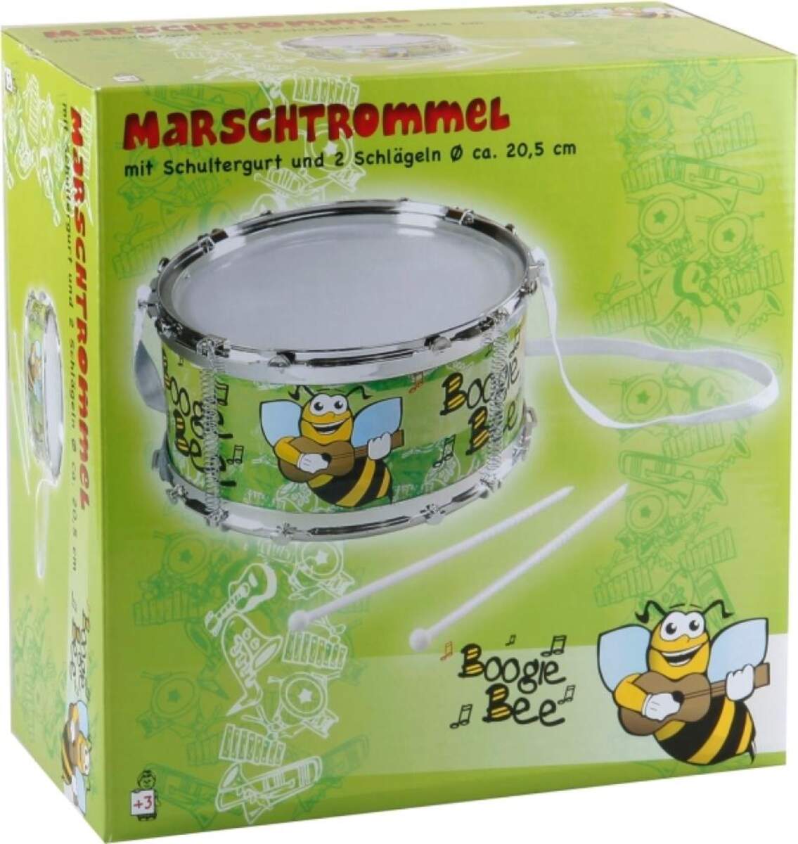 Vedes Boogie Bee Marschtrommel mit 2 Trommelstöcken